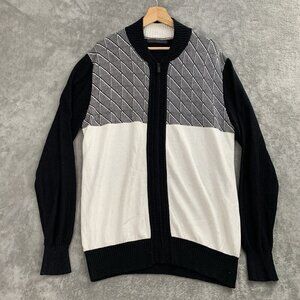Sean John Jacket Mens XL Jacquard Zip-Up Cardigan Sweater Casual Preppy Knit